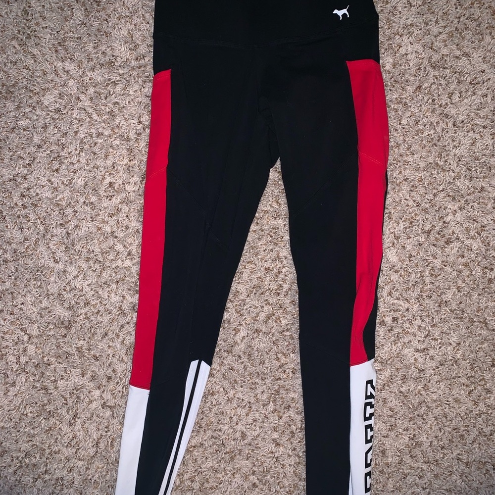 PINK Leggings Black, Red, & White